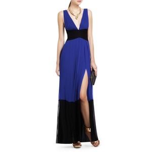 BCBG Catarina Color-Blocked Silk Evening Gown